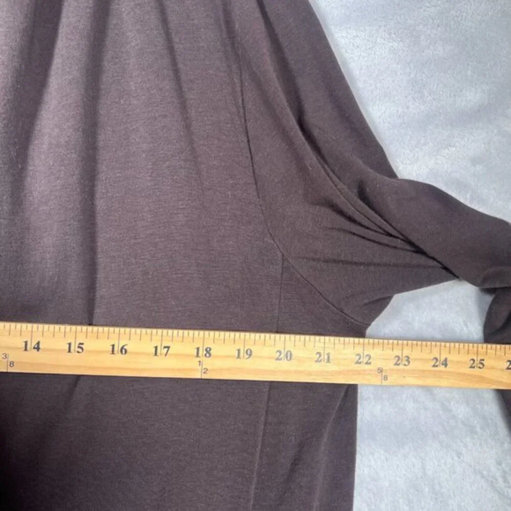 Eileen Fisher Cardigan Womens M Brown Hooded Open Front‎ Sweater Pockets Comfy